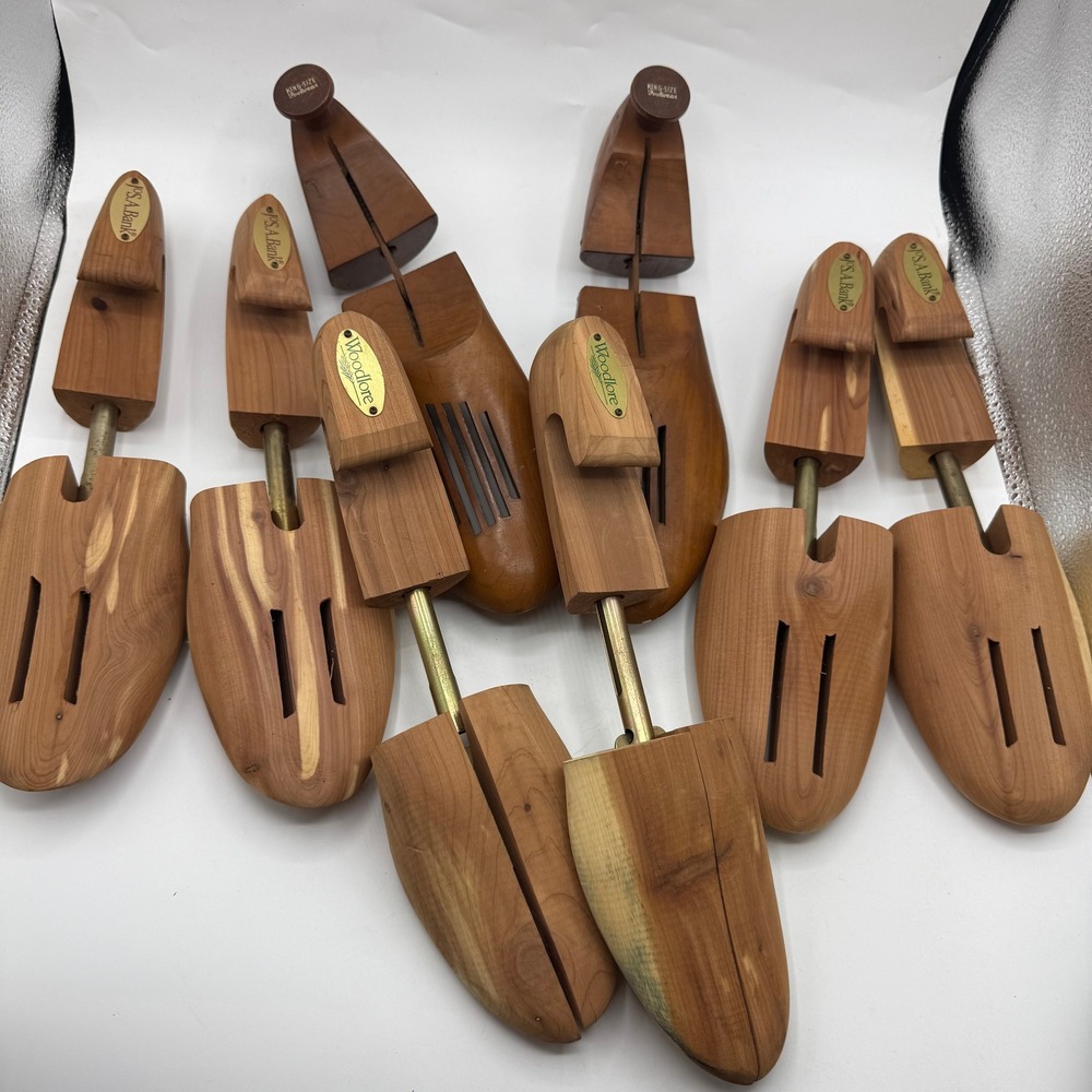 Woodlore Jos A Bank Shoe Trees Lot 5 Pairs Mens Large Cedar Hardwood Adjustable
